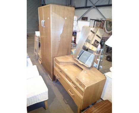 Matching light oak wardrobe and dressing table with faux candle lights 