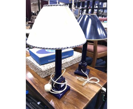 TWO TABLE LAMPS together with a modern floor lamp