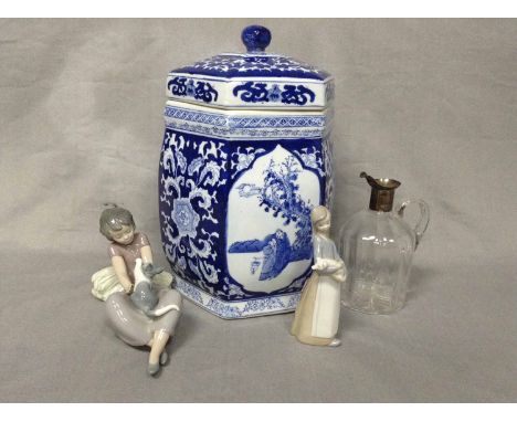 LARGE MODERN CHINESE VASEalong with a Lladro figure, a Nao figure and a silver collared jug