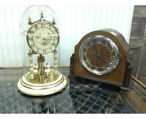 H.A.C. OAK WALL CLOCKalong with a Kundo German Anniversary clock, and a further mantel clock (3)