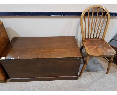 MAHOGANY BLANKET CHEST AND SINGLE STICK BACK CHAIR