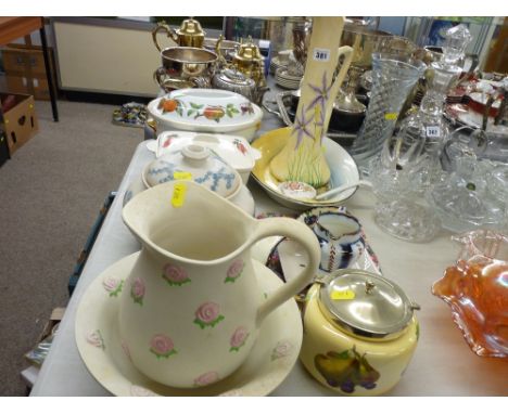 Royal Worcester heatproof lidded casserole dish, tall slim pottery floral jug by Radford and other mixed pottery