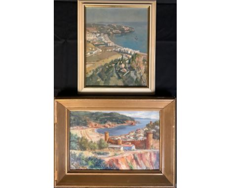 R Geli  Impressionist Italian Coastal Scene  signed, oil, 29cm x 44cm; another, Hugh Mickley, Neapolitan Coastal Scene, signe