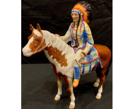 A Beswick model of a Native American Indian Chief on horseback, 22cm, printed mark in black 