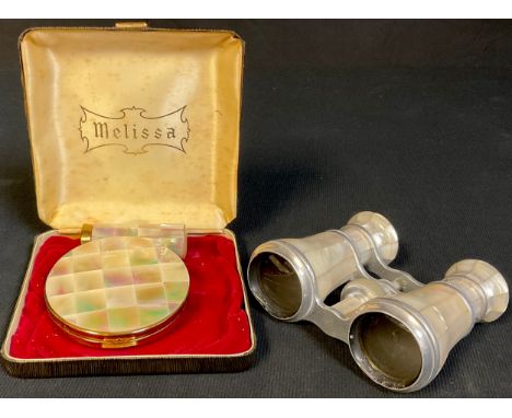 A pair of mother-of-pearl opera glasses, A Franks, Manchester, Liverpool &amp; Hull; a "Melissa" mother-of-pearl Super Slim p