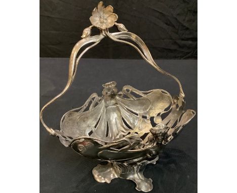 An Art Nouveau electroplated openwork basket 