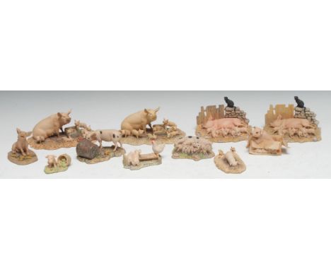 A Border Fine Art model, sow and piglets;  others, similar (11) 