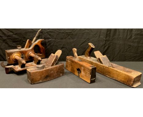 Carpentry Tools - a mahogany moulding plane, by AS Lunt, 297 Hackney Road, London, named to C Iveson; three other woodworking