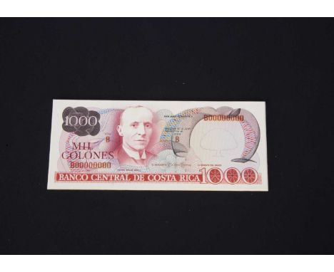 The Central Bank of Costa Rica, an original and important design essay of a 1000 Colones bank note, the art work done at Brad