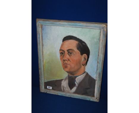 An Oil Portrait of a Gentleman with label verso reading 'This painting was given to Lady Mary von Hugel by Florence Nightinga