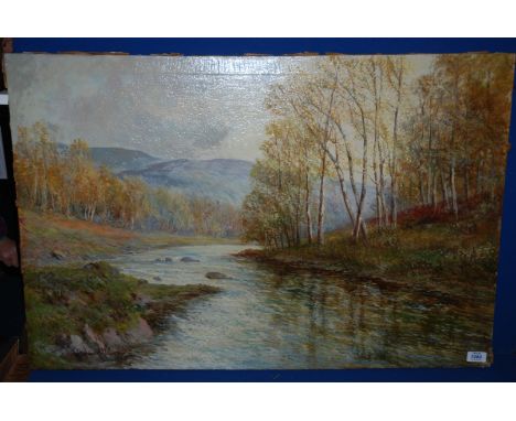 A Graham Williams Oil on canvas (pseudonym of Francis Jamieson) ''Trout pool on the Tavy, Wales''.  24'' x 36''