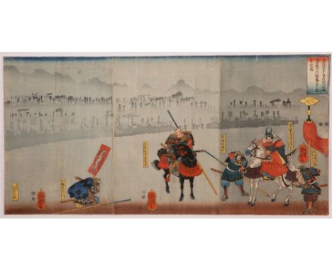 THREE JAPANESE WOODBLOCK PRINT TRIPTYCHS EDO PERIOD, C.1850 The first by Utagawa Kunisada (1786-1865) and entitled The Reveng