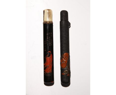 TWO JAPANESE LACQUERED KISERUZUTSU (PIPE CASE) MEIJI PERIOD, 19TH CENTURY Both pipe cases of muso-zutsu form, the first made 