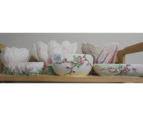 Six vintage Sylvac planters.