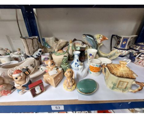 A quantity of ceramics including Pendelfin, Moorcroft &amp; others including fish, birds etc