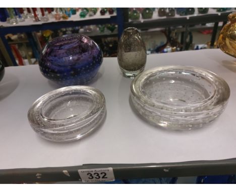 2 Whitefriars art glass including 2 vases &amp; A bubble bowl 