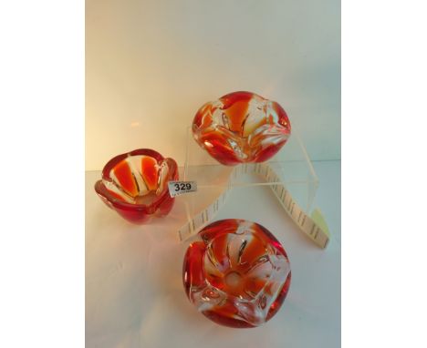 3 Heavy vintage Whitefriars ashtrays 