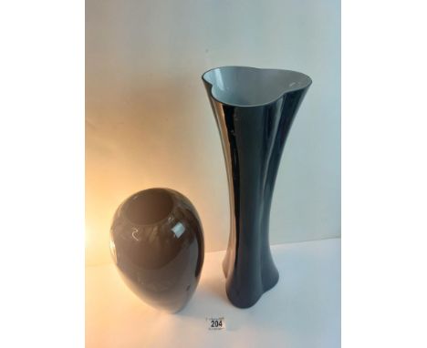 A large 30cm Whitefriars and a large fluted vase 45cm 