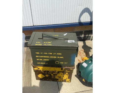 Two metal ammunition cases