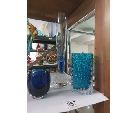 3 Whitefriars bud vasesNibble to top corner of blue vase