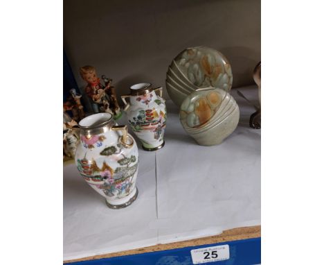 2 Art deco vases &amp;  A pair of Noritake vases 