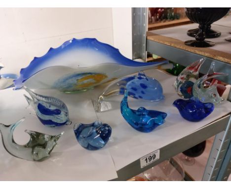 A large Polish glass dish, Caithness dolphin &amp; a quantity of Chinese glass.