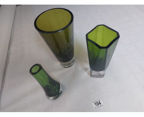 A 1960s Holmegaard vase, A Whitefriars vase &amp; A Flavio Poli faceted block vase