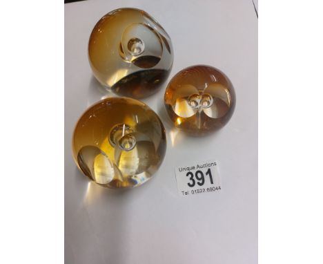 3 Caithness glass owl paperweights 