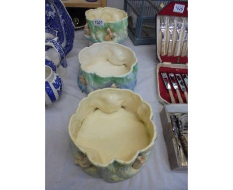 Three Sylvac Pixie/Rabbit bulb bowls.