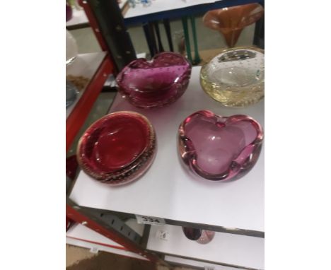 4 Whitefriars art glass bubble bowls 