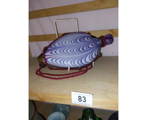 A 19th century Nailsea flask with fittings 