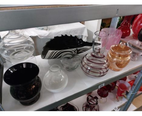 A large quantity of vases / bowls. Possible Whitefriars 