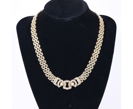 14K Gold &amp; Diamond Chain Necklace. Stamped near clasp. Total Weight: 64.3 g / 41.3 dwt Necklace Length: 16.75 in.