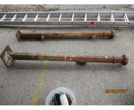 PAIR OF HEAVY METAL VINTAGE OCTAGONAL GATE POSTS, EACH APPROX 137CMS HIGH