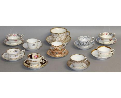 TEN 19TH CENTURY CUPS AND SAUCERS OR TRIOS from Spode and other factories.