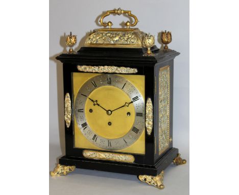 A SUPERB EBONY CASED BRACKET CLOCK by LUND &amp; BLOCKLEY, TO THE QUEEN, 42 PALL MALL, LONDON, with silvered dial, eight day 
