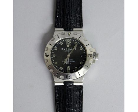 A BVGARI AUTOMATIC CHRONOMETER with leather strap.