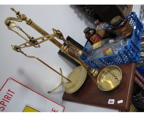 A Pair of Early XX Century Brass Shop Scales, on a walnut base (Reuben Sutcliffe Maker Manchester).