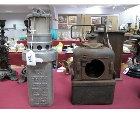 'Ringrose' Miners Lamp Type CH4 By I.G.D of Leeds, Lamp Manufacturing & Railway Supplies Ltd, with applied copper plaque 'Gri