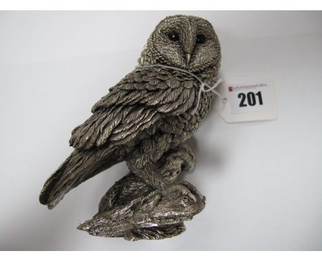 A Modern Hallmarked Silver Filled Model of an Owl, 13cm high.