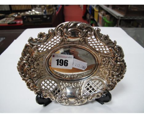 A Hallmarked Silver Dish, of shaped oval form with pierced detail.