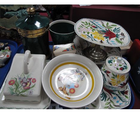 Susie Cooper 'Parrot Tulip' Cheese Dish and Cover, Portmeirion Malachite storage jar and vase, Midwinter nursery dish and flo