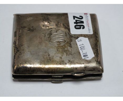 A Hallmarked Silver Cigarette Case, of plain rectangular form, initialled.