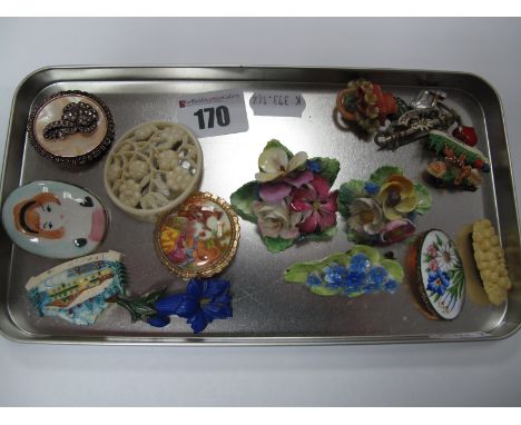 Ceramic and Other Brooches:- One Tray