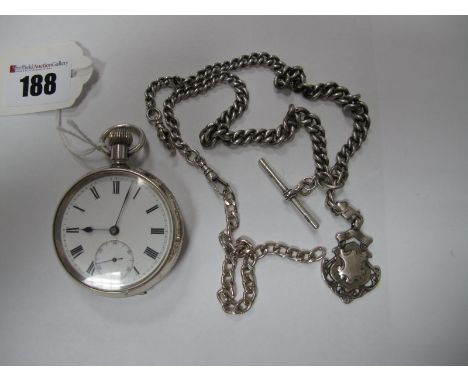 A Hallmarked Silver Cased Openface Pocketwatch, the white dial with black Roman numerals and seconds subsidiary dial, within 