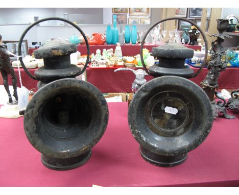 A Pair of Lucas 'King of The Road' Lamps, (with faults).