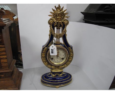 V & A Blue and Enamel Marie Antoinette Clock, in fine porcelain by Franklin Mint, 38.5cm high.