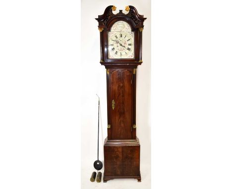 SAMUEL CLARE (WARRINGTON); a good 19th century mahogany cased eight day longcase clock with rare Bermondsey arched enamel dia