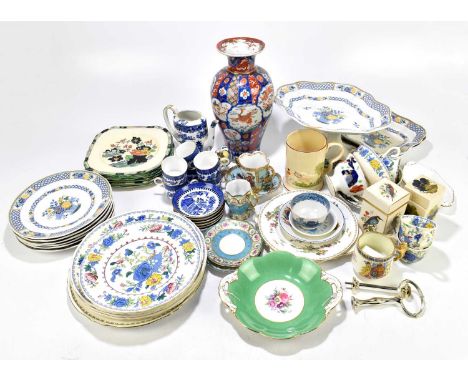 A quantity of assorted ceramics including Japanese Imari vase, Mason Ironstone , Carlton, Shelley Imari cup and saucer, Royal