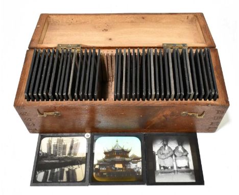 An interesting set of forty circa 1900 magic lantern slides, depicting life in China including figurative studies, landscapes
